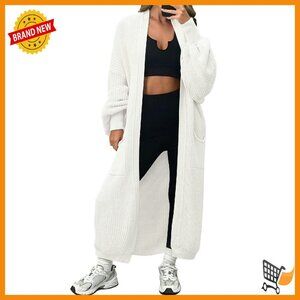 Oversized Long Cardigan Open Front Duster Sweater with Pockets